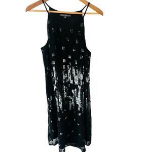 MATTY Elegant Black Sequin Dress Lined sleeveless Party Dress Womens sz Medium